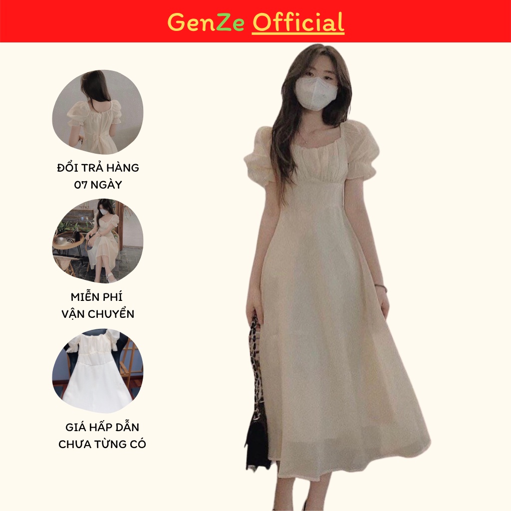 Váy Von Tơ Hai Lớp Tay Phồng Tiểu Thư Xinh Đẹp Dịu Dàng Váy Hottrend Hàn Quốc Genze.Official 1139