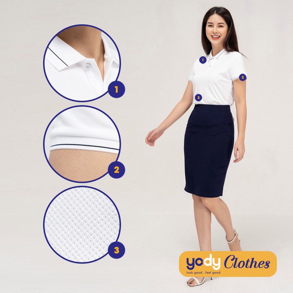 Áo thun polo nữ YODY chất liệu cafe tự nhiên giúp chống tia UV, kháng khuẩn APN3890