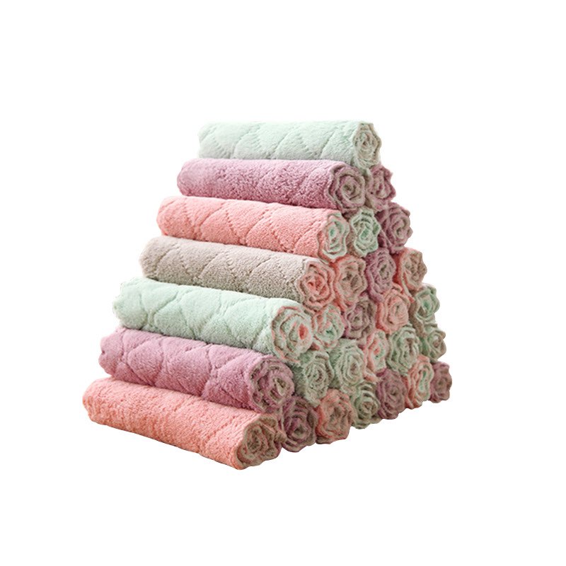 Combo 10 khăn lau bếp đa năng 16x25cm lông cừu siêu thấm, siêu sạch, mềm mịn, tiện lợi