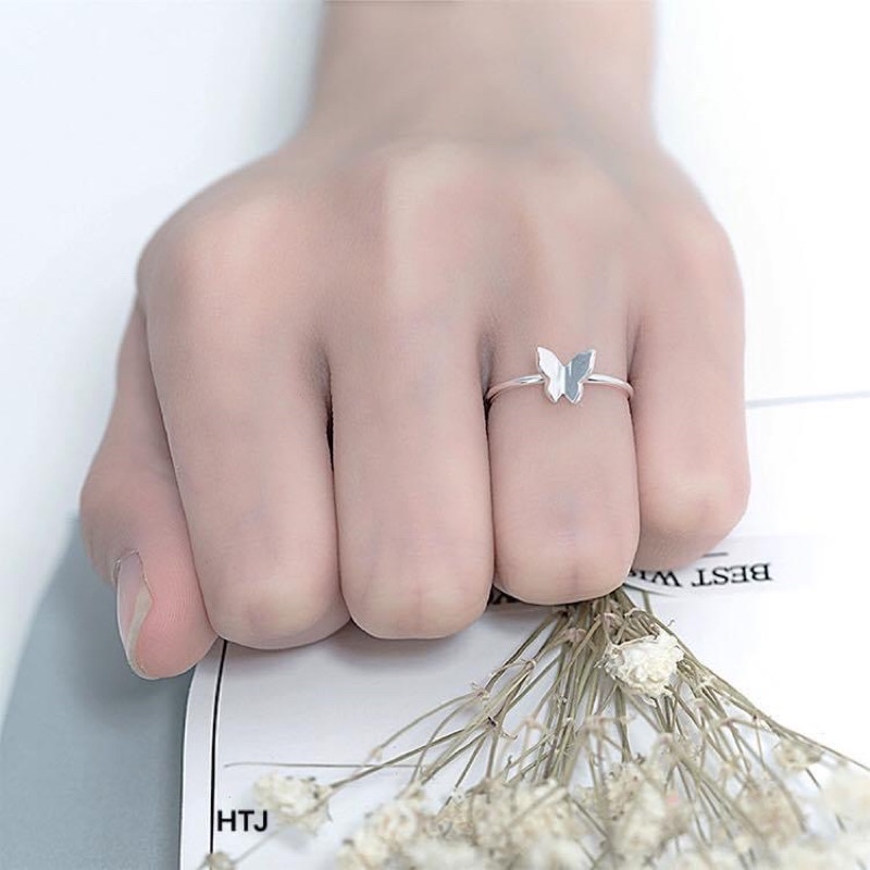 Nhẫn bươm bướm Bạc ta giá rẻ , sáng bóng - nhẫn nữ bươm bướm bạc ta - Vàng Bạc Khải Khải