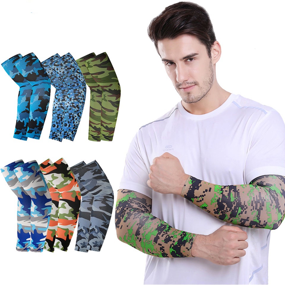 Đôi găng cánh tay đi xe đạp ngoài trời vải lụa lạnh thoáng khí chống tia UV dành cho mùa hè