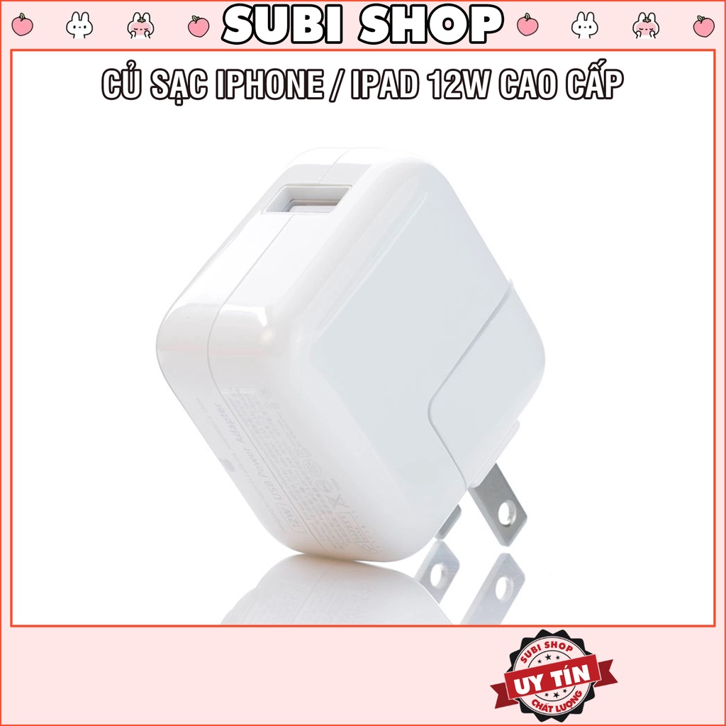 Củ Cốc Sạc i Pát Hàng Cao Cấp 12w Đóng Hộp Đẹp Hỗ Trợ Sạc Nhanh (Không Nóng Không Loạn Cảm Ứng)