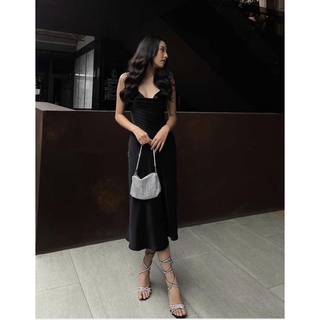Đầm Lụa Cổ Đổ Dáng Dài Cao Cấp - Váy Lụa Cổ Đổ Dài Sang Chảnh Tôn Dáng