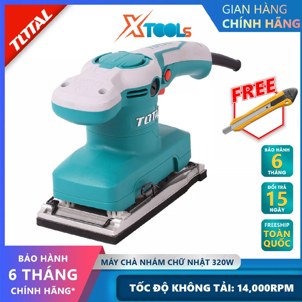 Máy chà nhám chữ nhật TOTAL TF1301826 máy chà nhám có điện thế 220V-240V/50-60Hz, công suất 320W, 14,000rpm, 93mm x 185m