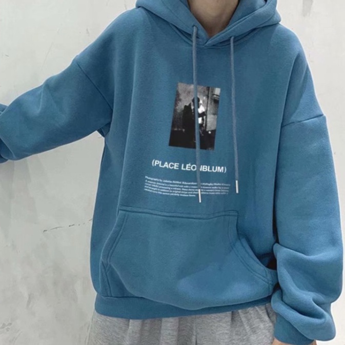 Áo hoodie tay dài dáng rộng thời trang năng động cho nam