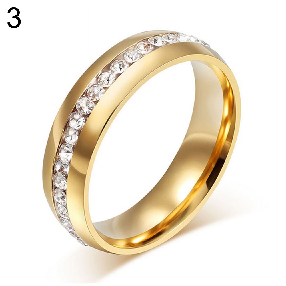 Nhẫn cưới bằng thép titan đính đá size 6-13 cho cặp đôi