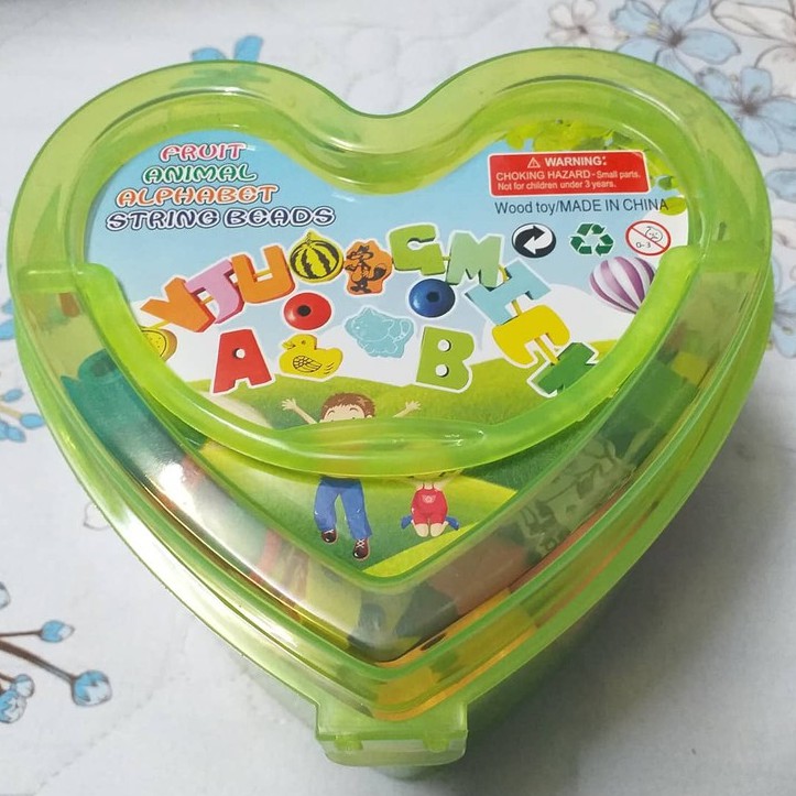 Xâu hạt gỗ hộp trái tim