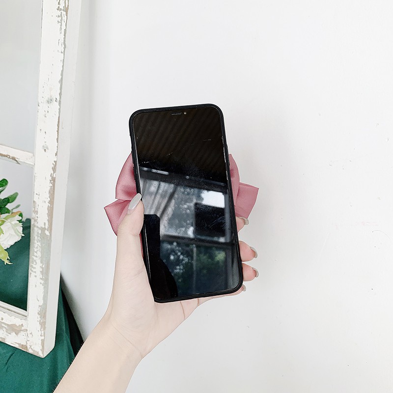 Ốp Điện Thoại Mềm Màu Trơn Đính Nơ Lụa Cho Iphone 11 12 Pro Max Se2 Xr Xmax I8 7plus | BigBuy360 - bigbuy360.vn