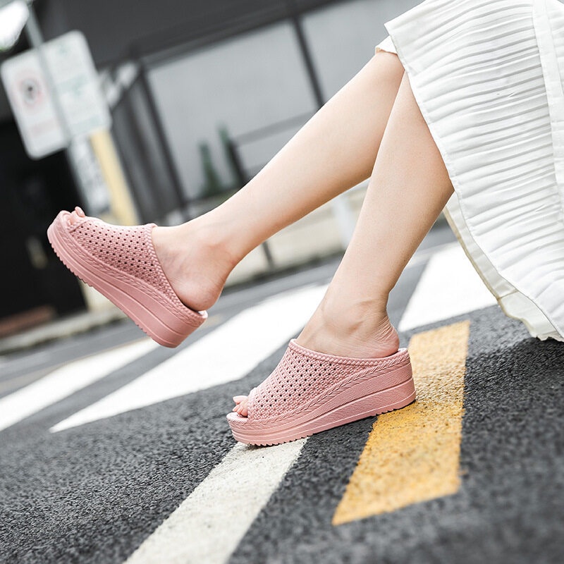 Qiaoyiluo Xăng đan Lưới Rỗng Đơn Giản Nhẹ Nhàng Cao Cấp Thoáng Khí Chống Mài Mòn Thời Trang Đi Biển Cho Nữ