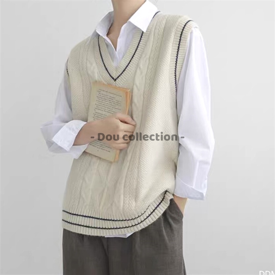 Áo Gile Trơn Áo Len Không Tay Cổ V Dáng Xuông Cá Tính Thời Trang Thu Đông - Mã TA039