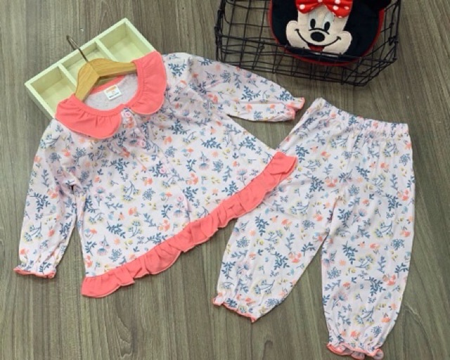 Bộ cotton babydoll cài cúc bé gái 10-22 kg