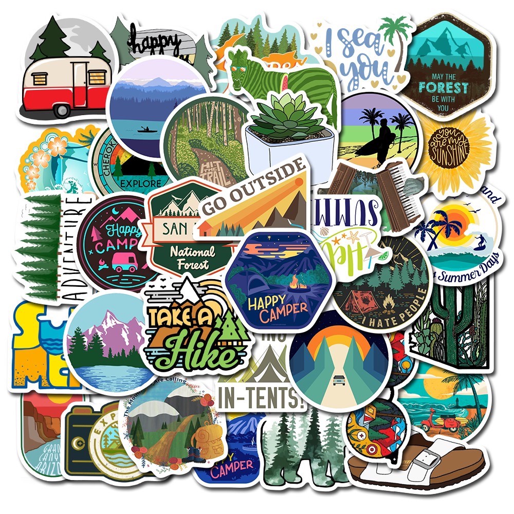 Set 50 miếng dán sticker Go outside