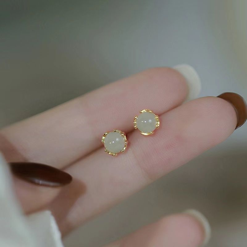 Khuyên Tai Hình Trái Tim Đính Đá Opal Thời Trang Hàn Quốc 2022