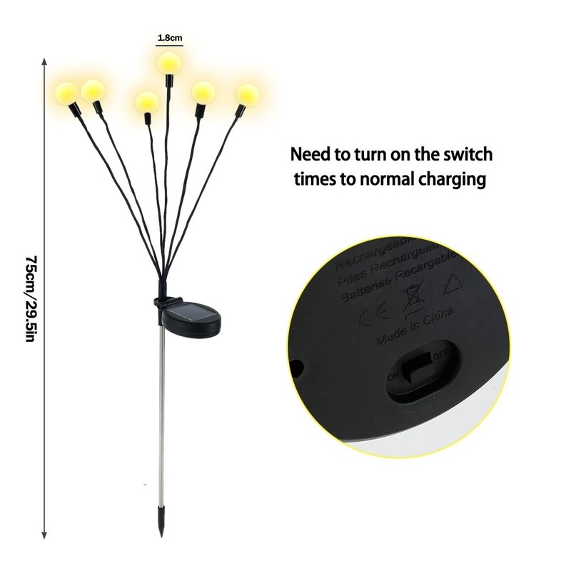 Đèn LED 6 Bóng Hình Pháo Hoa Chống Thấm Nước Trang Trí Sân Vườn