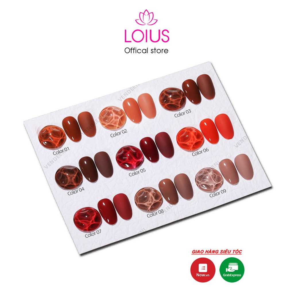 Set sơn gel 9 màu cao cấp Vendeeni mã A20 tặng kèm bảng màu