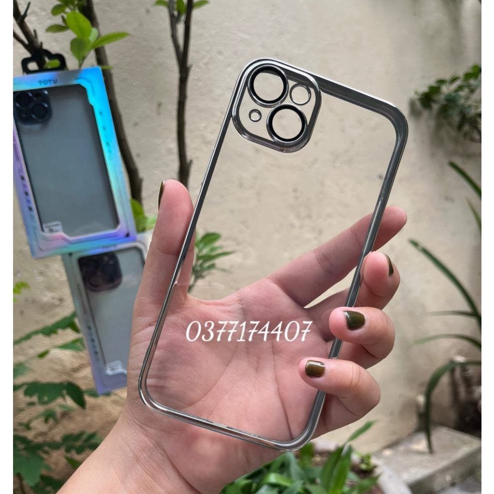 Ốp lưng Totu viền màu bảo vệ mắt camera cho iPhone 14, 14Pro, 14 Plus, 14 Pro Max lưng dẻo trong suốt siêu đẹp