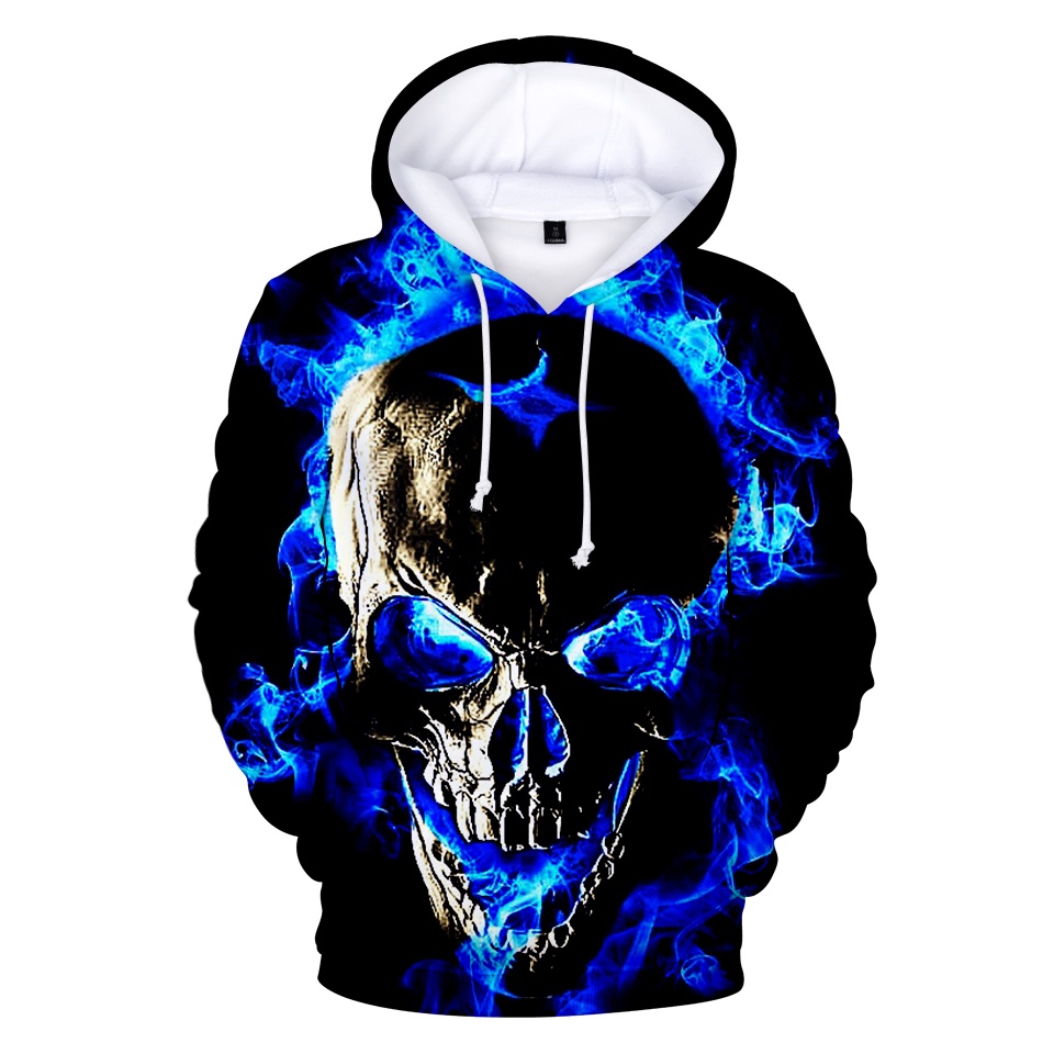 2022 Áo Hoodie Nam Hoody Ms. Áo Hoodie In Hình Ngọn Lửa Và Đầu Lâu 3D Phong Cách Hip Hop Đường Phố Cho Nữ