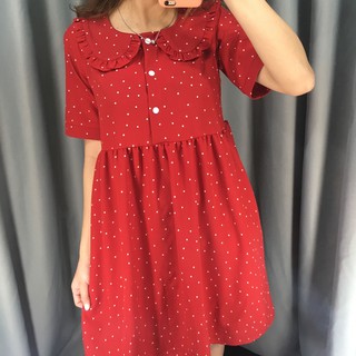 MM1311 Váy bầu đỏ chấm bi cổ điệu