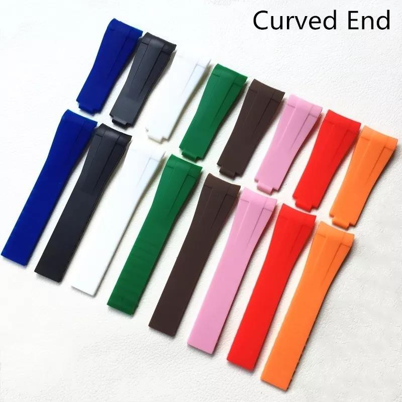 Dây đeo đồng hồ bằng cao su mềm 20mm màu xanh dương/đen/trắng/xanh dương/hồng/vàng/đỏ cho ROLE Daytona Submarine GMT