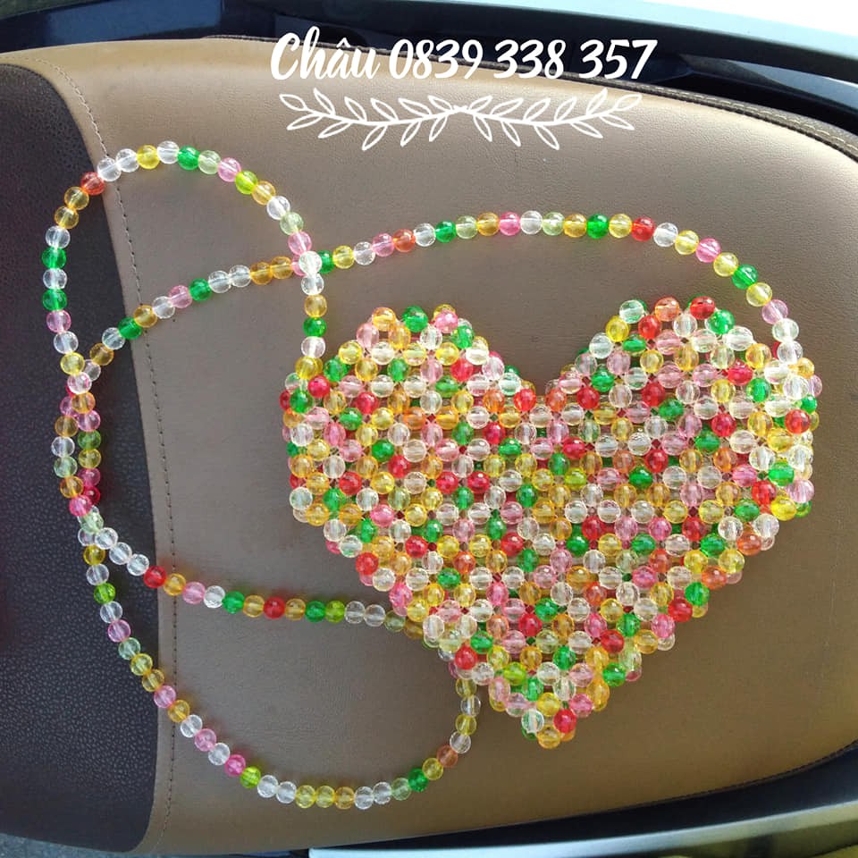Túi đeo chéo nữ hạt cườm đa sắc