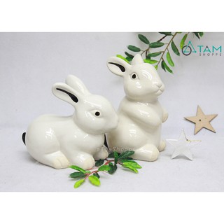 [CAO CẤP] Tượng con thỏ ngọc gốm TCV-THO-01
