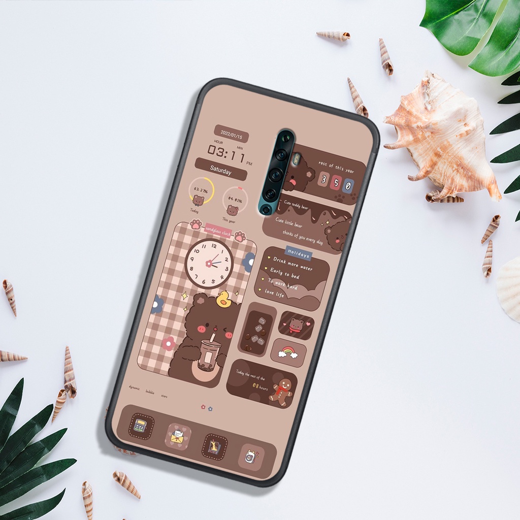 ỐP LƯNG OPPO K3 - REALME X - RENO - RENO 2 - RENO 2F , IN HÌNH GẤU NÂU CHOCOLATE ĐÁNG YÊU.