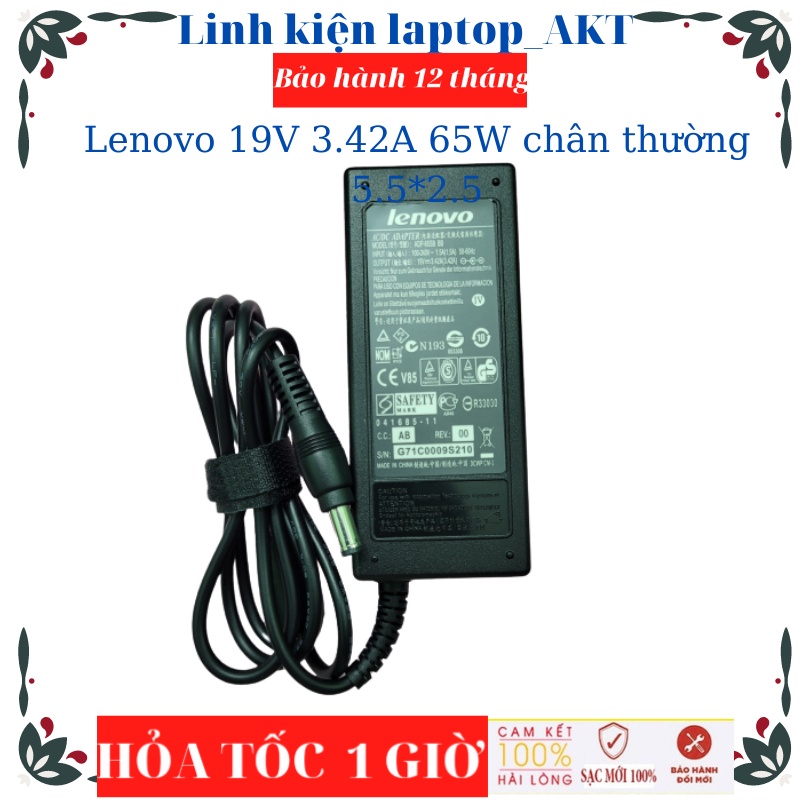 Sạc Lenovo 19V-3.42A-65w-ZIN chân  Lenovo U410 G460 G470 G480 G450 G550E IDEAPAD S10E G530 G550 G555 G560
