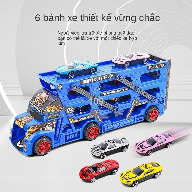 YGấp ba lớp biến dạng xe tải vận chuyển container có thể đẩy ra hợp kim mô phỏng ô tô hình đồ chơi trẻ em cậu bé