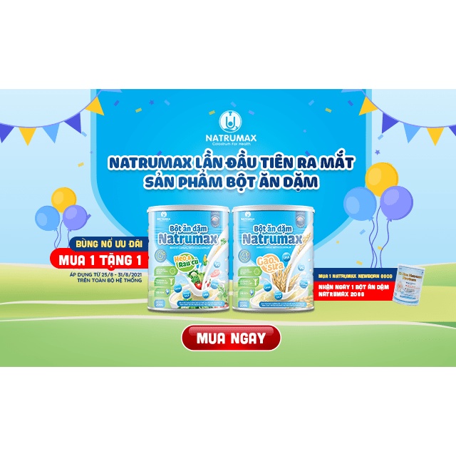 Bột ăn dặm cho bé từ 6-12 tháng Natrumax vị gạo sữa - heo và rau củ 200g