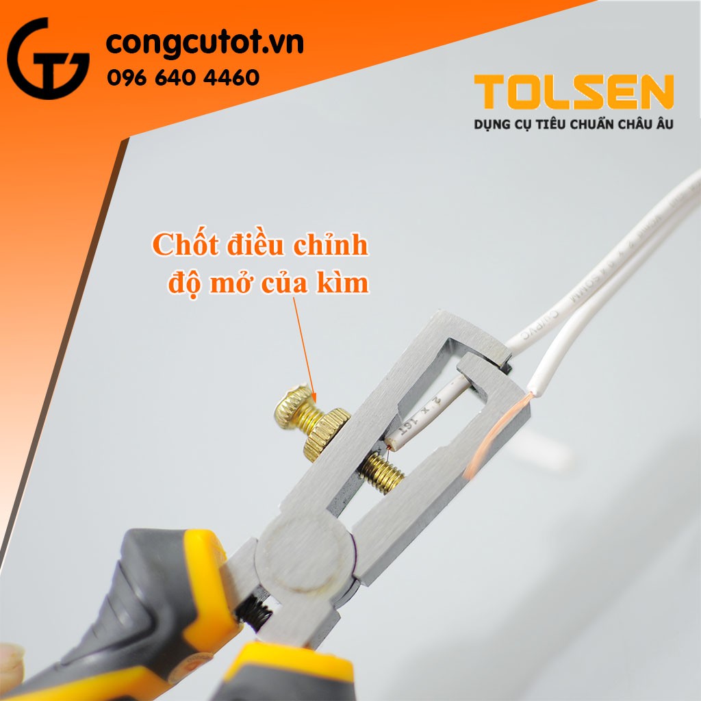 Kìm tuốt dây điện, dây cáp TOLSEN công nghiệp 10028