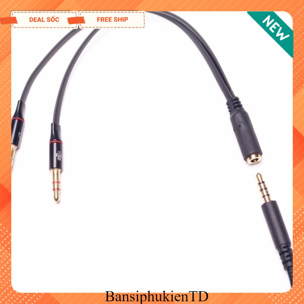 Dây Jack Chuyển Đổi Tai Nghe 3.5mm Sang 2 Cổng 3.5mm Cho Âm Thanh Audio Và Mic