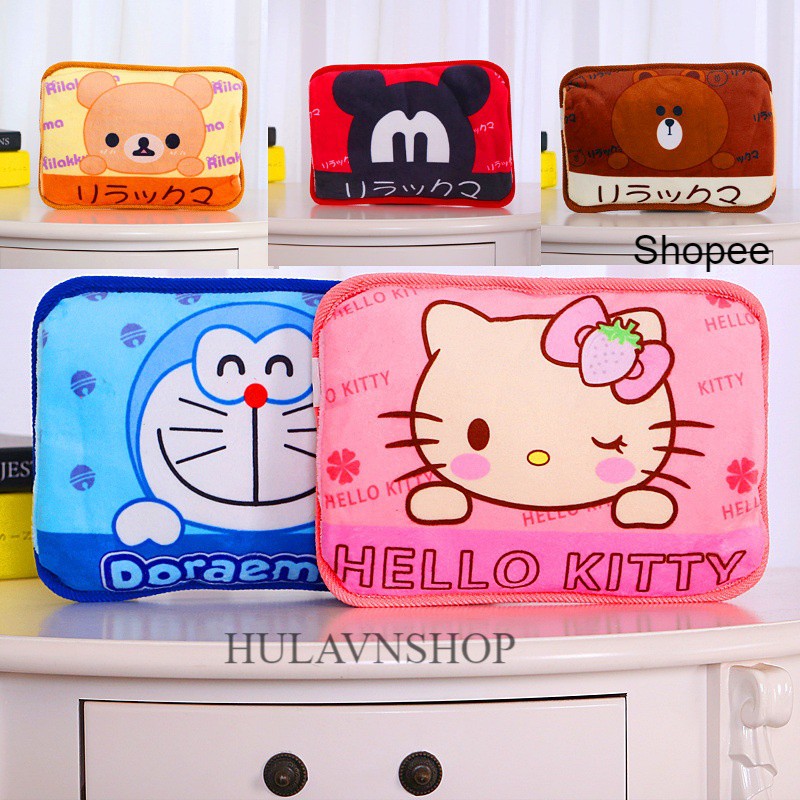 Túi Sưởi Thú Bông Hình Doraemon, Hello kitty, Gấu Nâu, Gấu Đen ( Chọn mẫu)