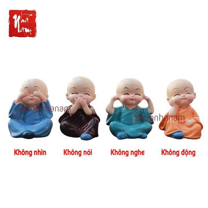 [Hàng loại 1 vỏ đỏ] Bộ tượng tứ không 4 điều không 4 chú tiểu, bộ 4 tượng phật phong thủy