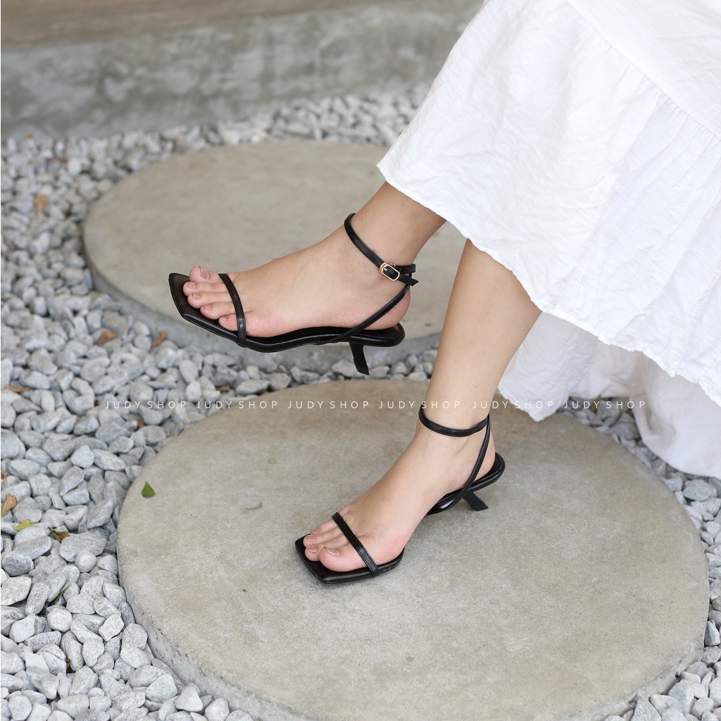 Giày Sandal Za Rà Gót Xéo Dây Mảnh Cao 5p