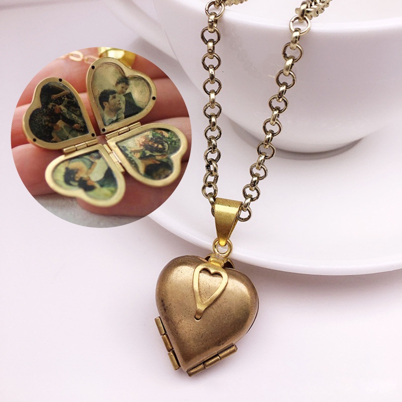 Vòng cổ Mặt Mề Đay Trái Tim Đơn Giản Có Thể Gập Lại