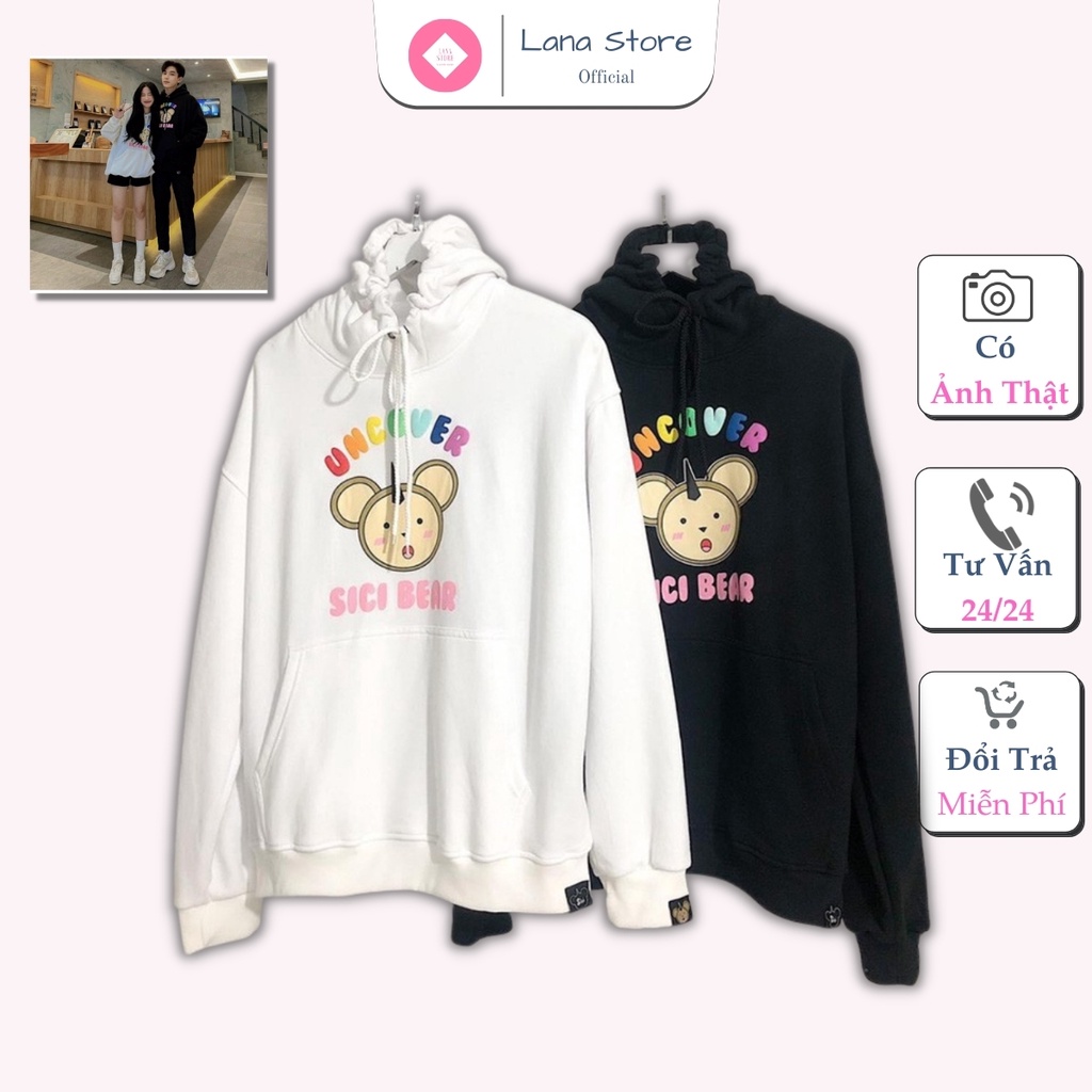 Áo Khoác Hoodie Nỉ Bông UNCOVER SICI BEAR Unisex Nam Nữ