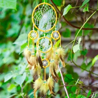 Dreamcatcher Vàng Nâu ( vòng to = 13cm , vòng nhỡ = 8cm, vòng con = 4cm , chiều dài = 50cm)