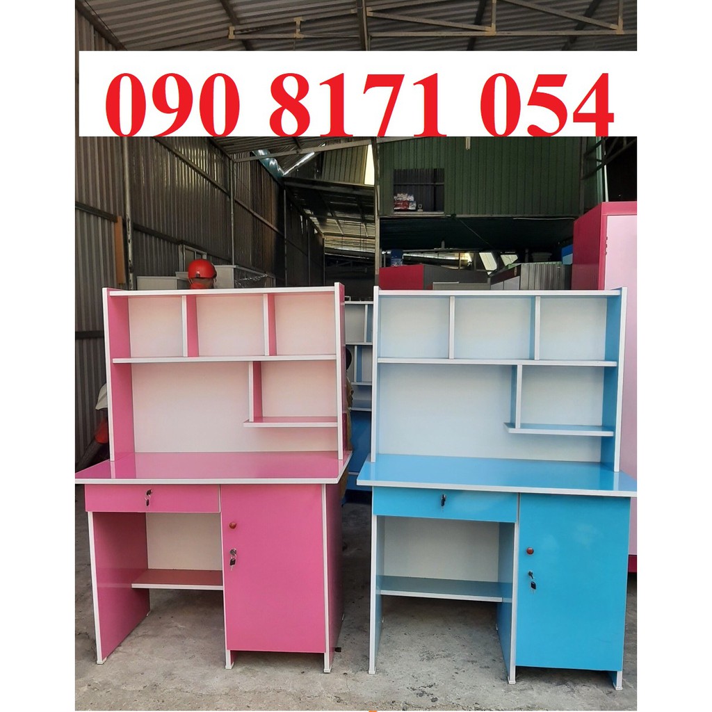 bàn học sinh ván ép cho bé, có hộc và kệ tiện lợi màu xanh lá. xanh dương. màu hồng. màu kem | BigBuy360 - bigbuy360.vn