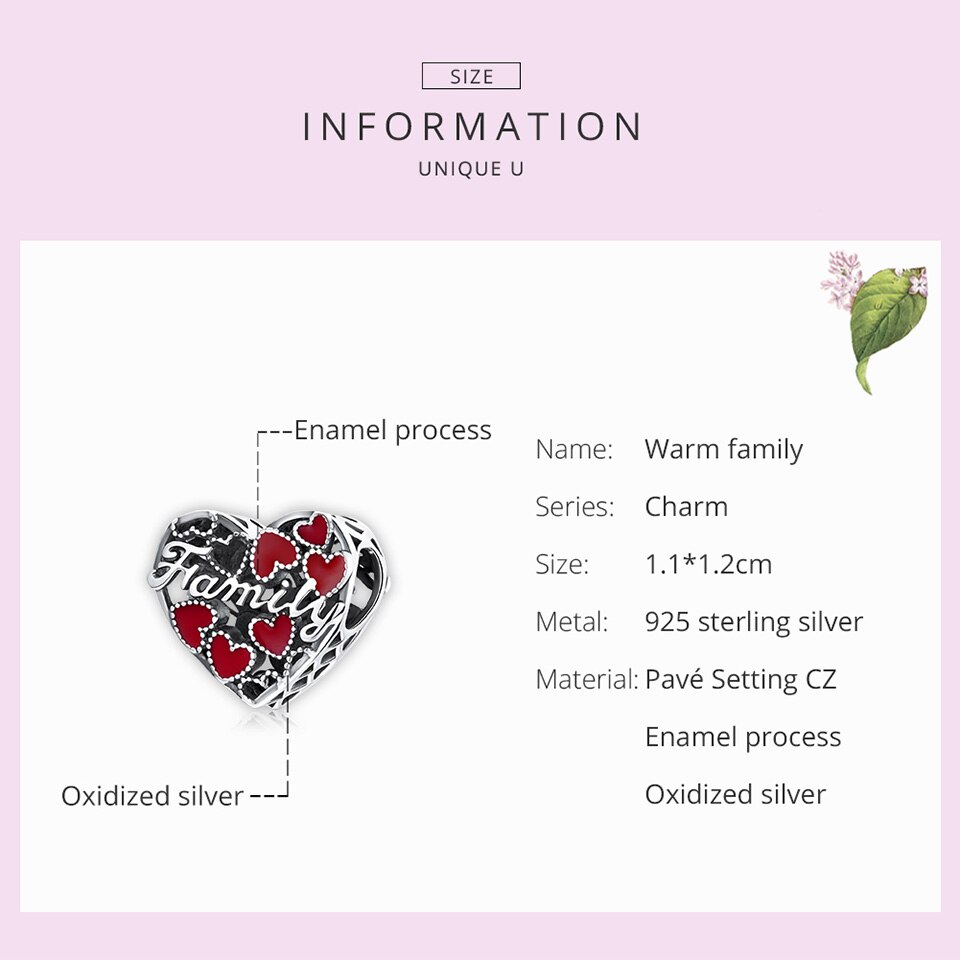 Hạt charm Bamoer SCC1750 bạc 925 trang trí vòng tay xinh xắn tiện dụng