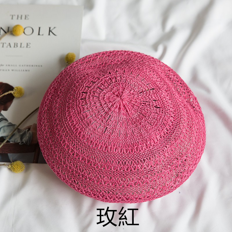 Mũ Beret Đan Bằng Cotton Lanh Thoáng Khí Màu Sắc Đơn Giản Phong Cách Nhật Bản