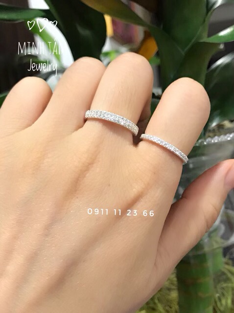 Nhẫn nữ bạc ta mảnh gắn đá-Minh Tâm Jewelry