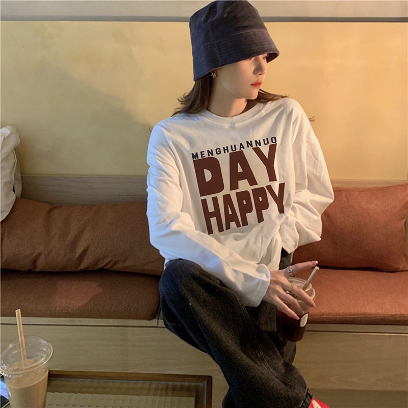 NRVP Áo Thun Nữ Dài Tay Dáng Rộng Phong Cách Hàn Quốc Mới