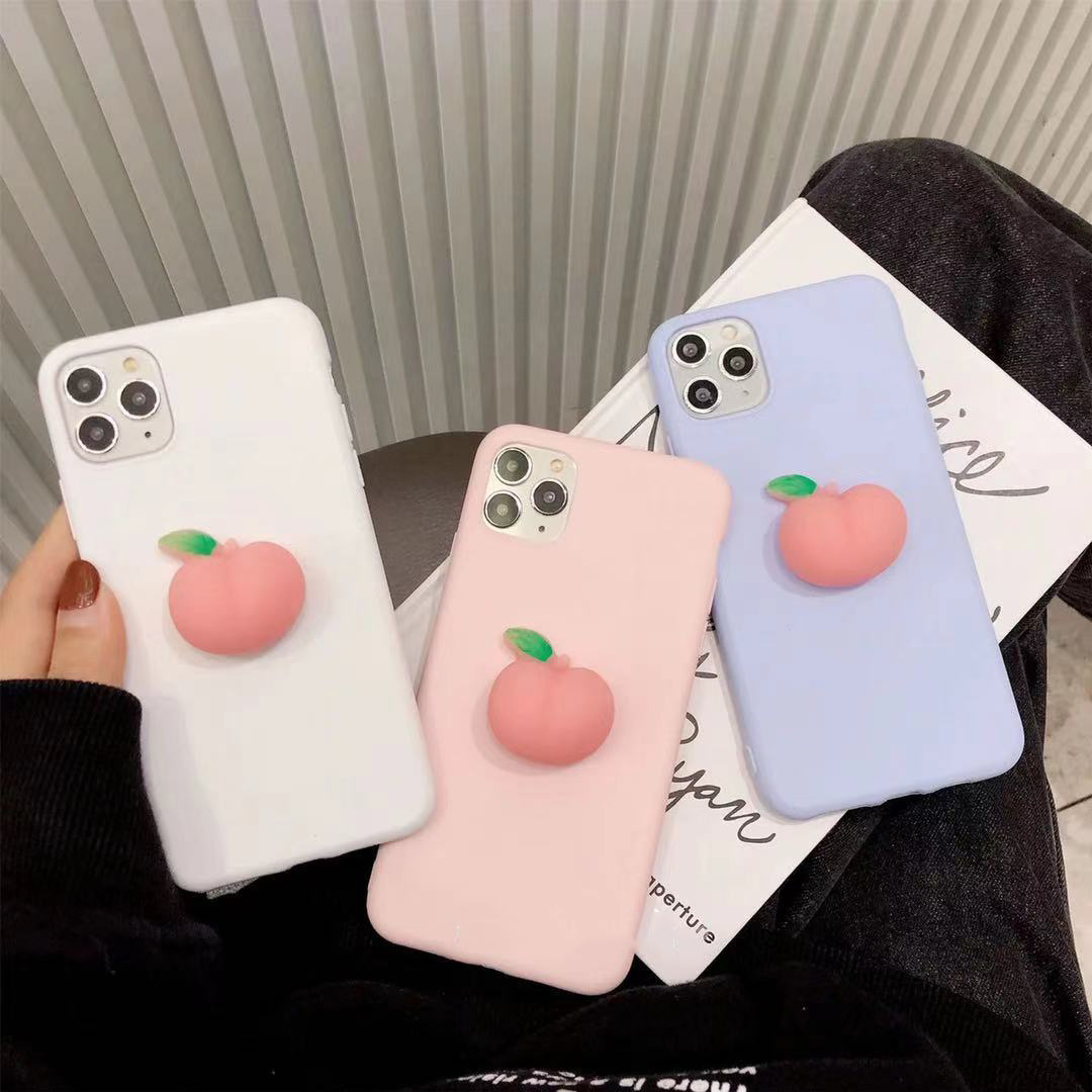 INS Korea Cute 3D peach relieve stress Soft phone Case for SAMSUNG NOTE 20 ULTRA NOTE 5 S10 5G A10E S20FE M30S S21 PLUS Lovely girl cover