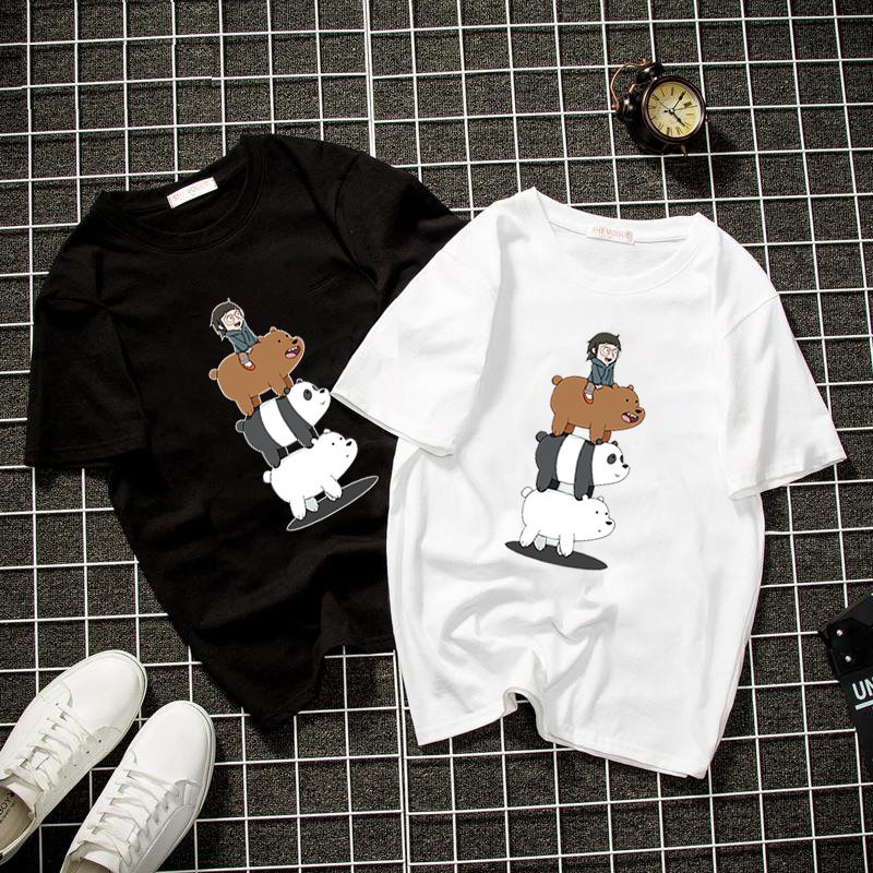 Áo thun unisex form rộng 3 chú gấu đáng yêu thời trang cá tính vải dày mịn 2019T1314