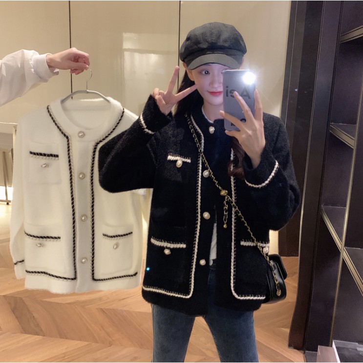 Áo khoác cardigan thiết kế phối nút kiểu ngọc trai sang trọng cho phái nữ | BigBuy360 - bigbuy360.vn