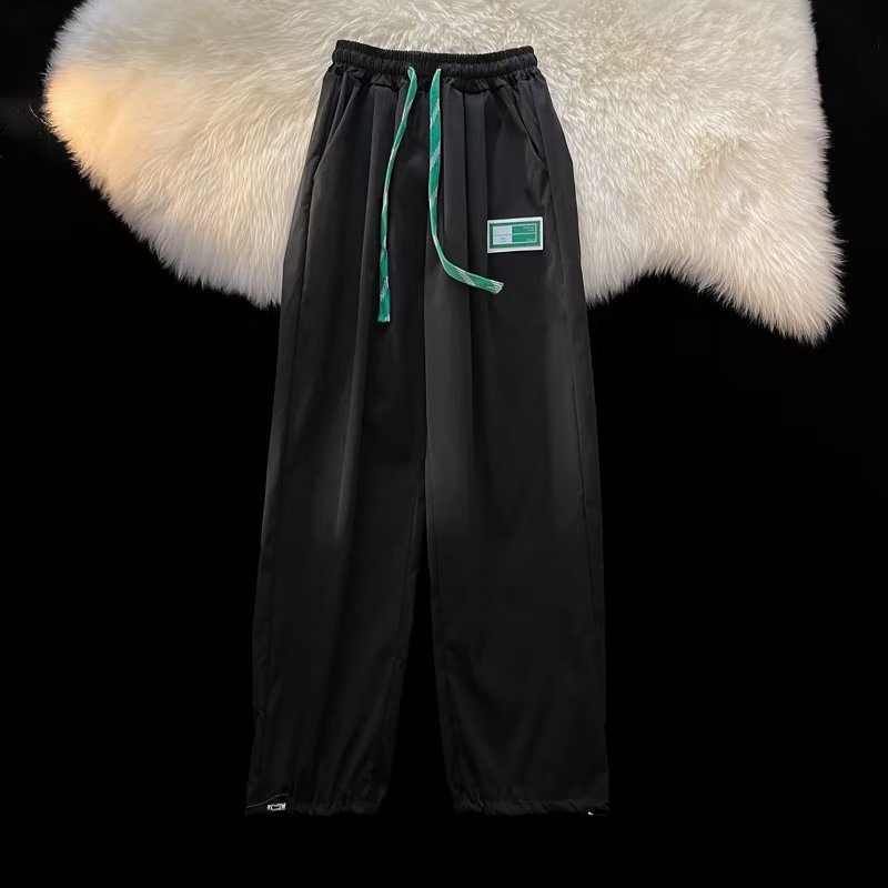 Quần ống rộng Vải Lụa Lạnh Mỏng Màu Trơn Thời Trang Đường Phố Mỹ 2022 Chất Lượng Cao Cho Nam