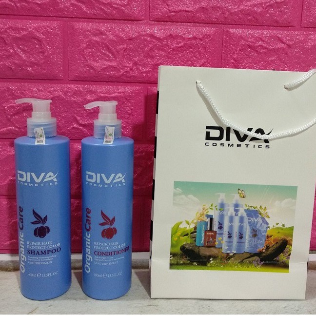 Dầu Gội-Dầu Xả - Hấp Diva Xanh 750ML x 2 Phục Hồi Và Giữ Màu Nhuộm Mẫu Mới