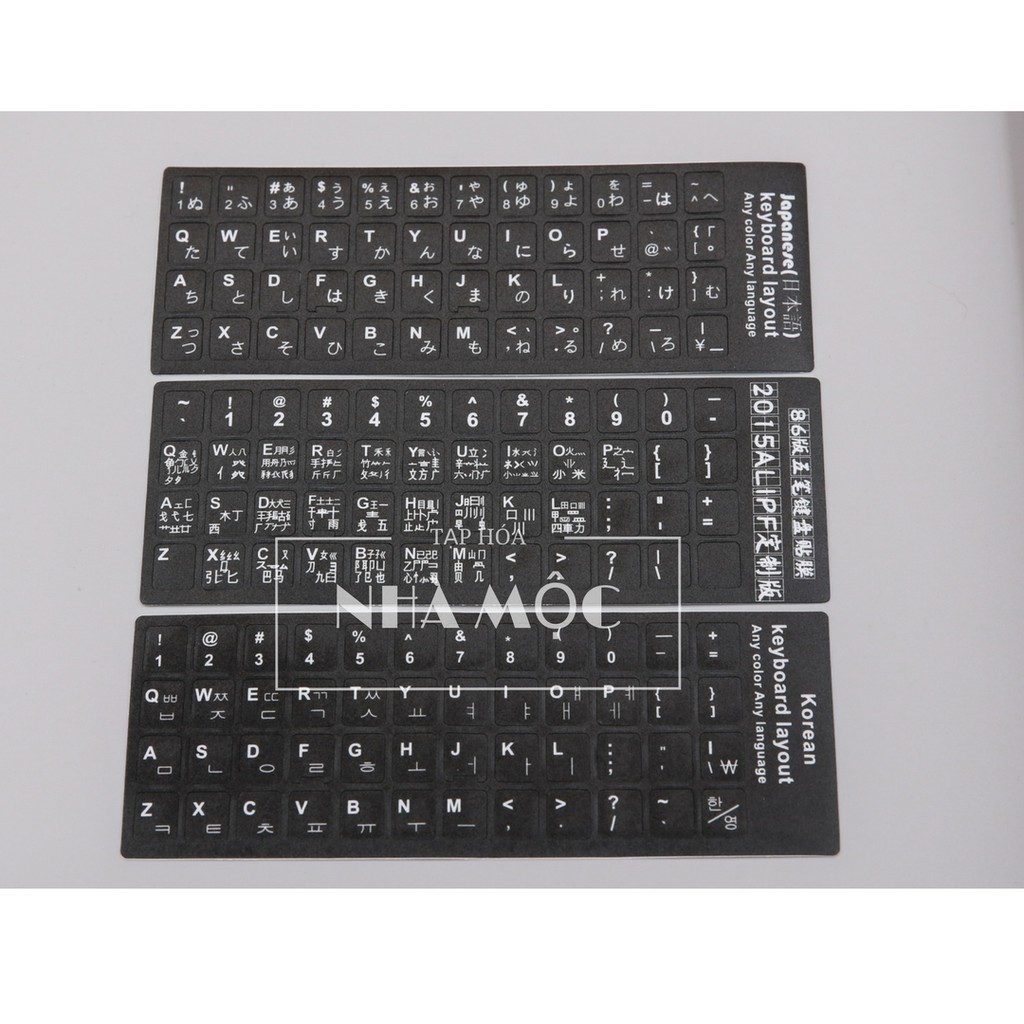 Sticker miếng dán bàn phím  tiếng Hàn Quốc, Nhật, Nga , Trung Quốc, Thái học ngoại ngữ