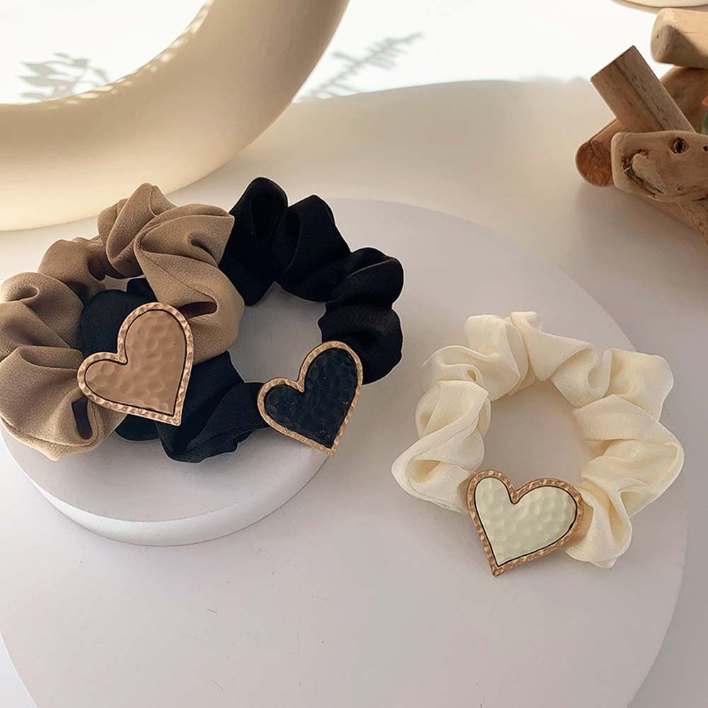 Dây Buộc Tóc Co Giãn Họa Tiết Trái Tim Phong Cách Hàn Quốc Thời Trang Cho Nữ
