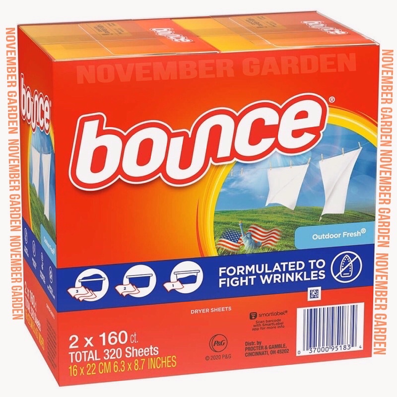 320 tờ Giấy thơm, Lá thơm quần áo Bounce Mỹ - 160x2 hộp, [Fullbox]